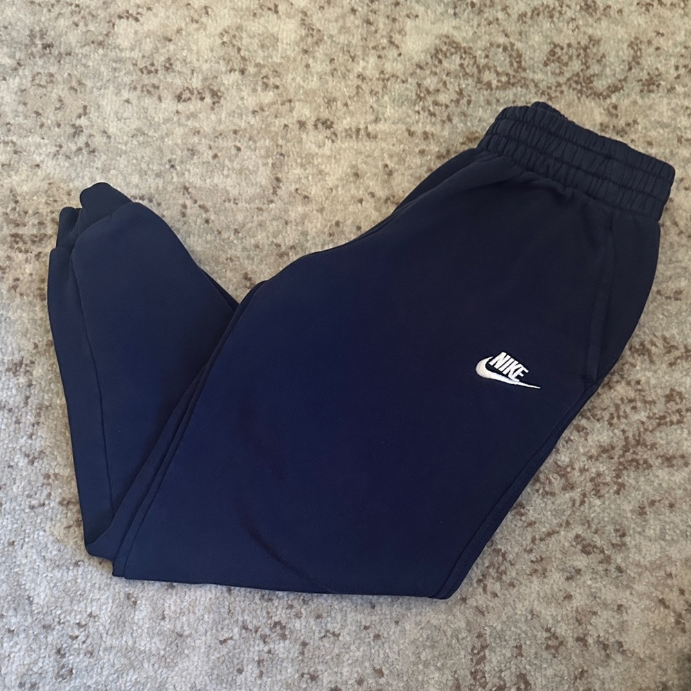 Nike Kids Dark Navy Fleece Joggers with White Logo- worn once